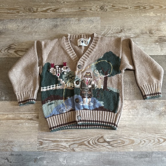 Kitestrings Other - Vintage 90s Kitestrings Southwest Fishing Knit Cardigan Sweater Kids size 3T